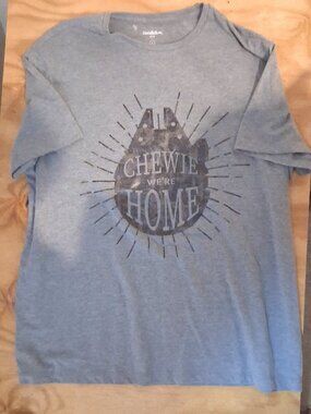 Star Wars Chewie We're Home Shirt XL Gray Graphic Tee | Han Solo Quote Shirt